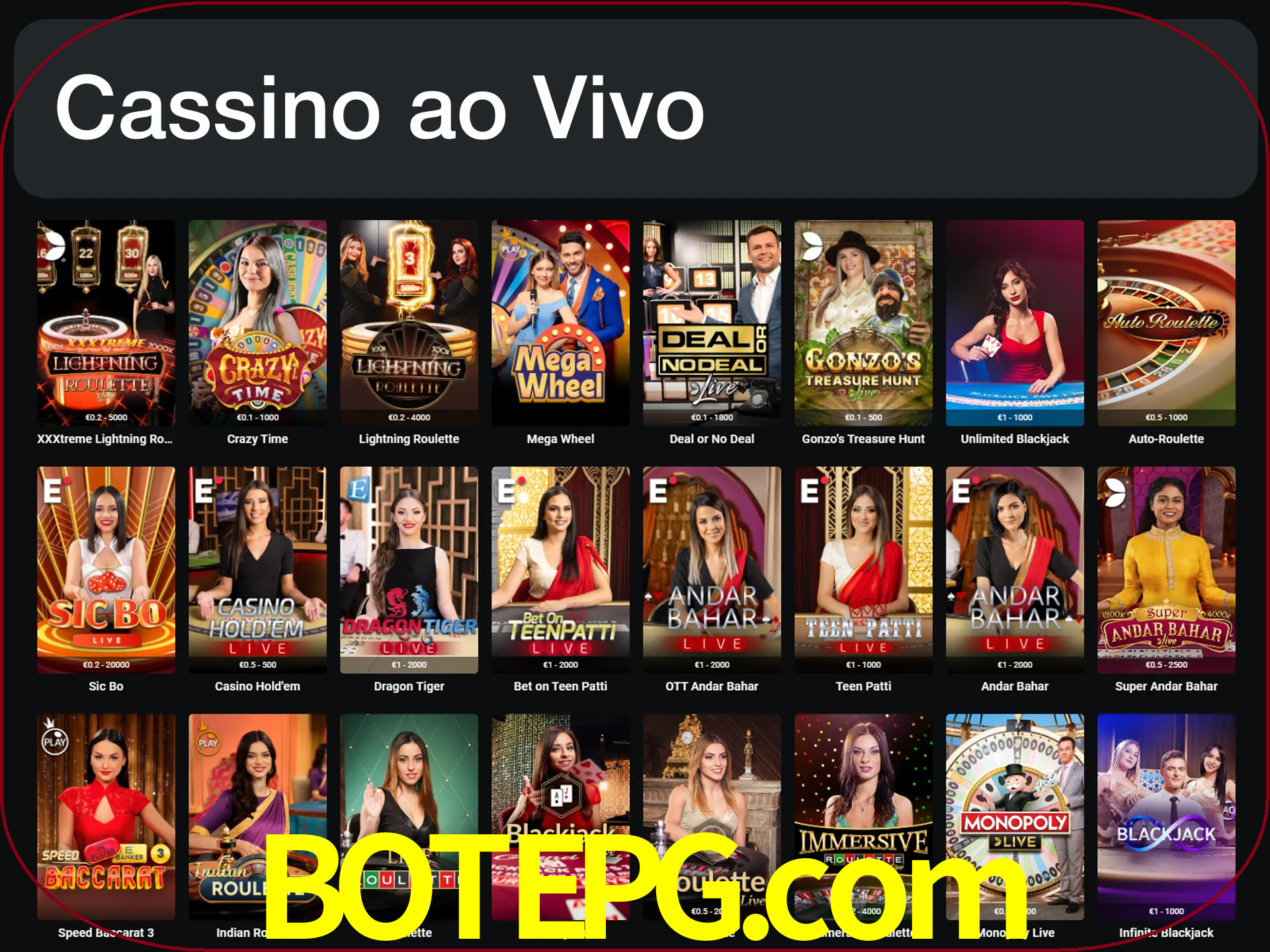 Jogue jogos de cassino com um verdadeiro dealer.