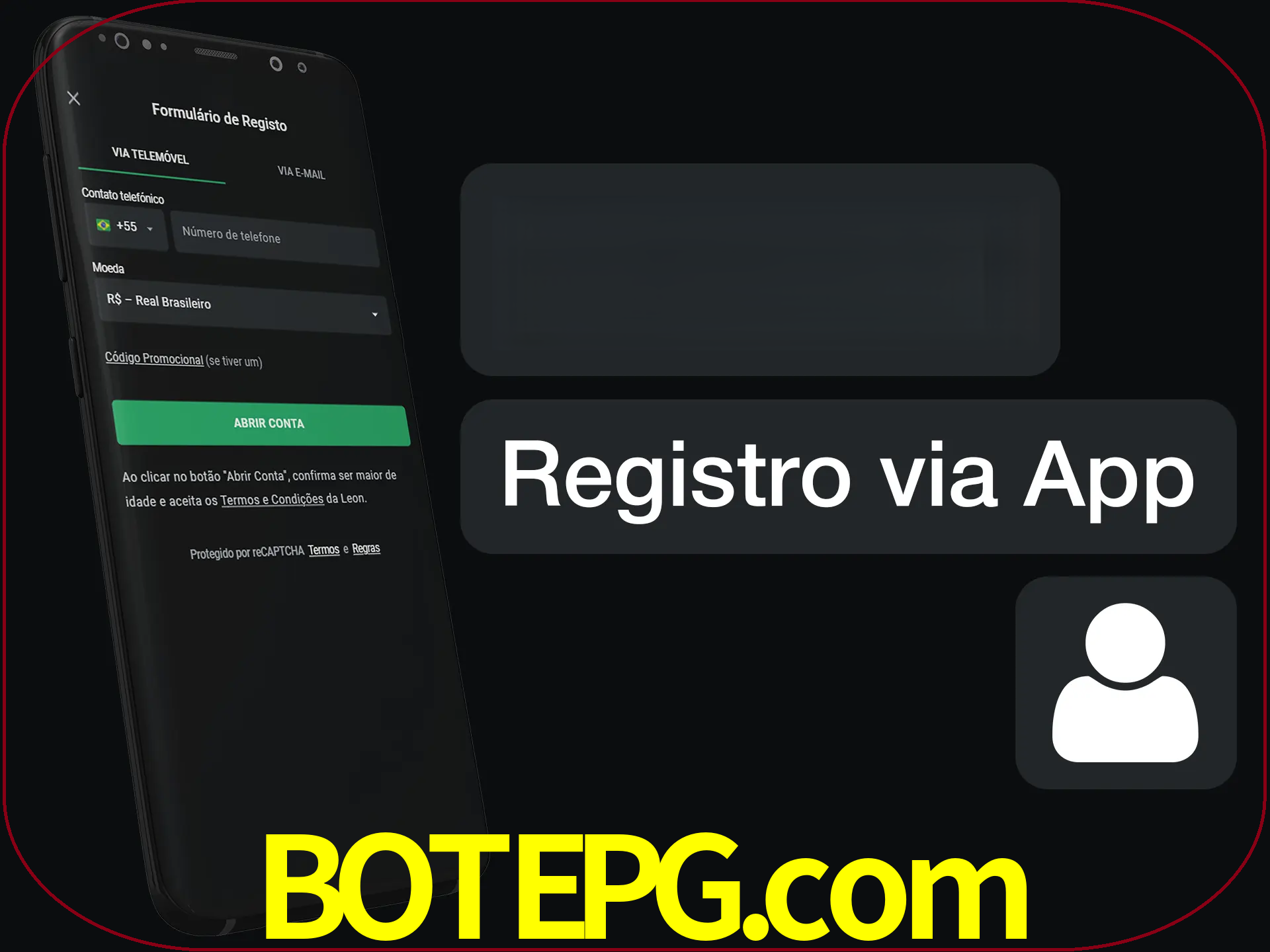 Registre-se com duas etapas usando o aplicativo.