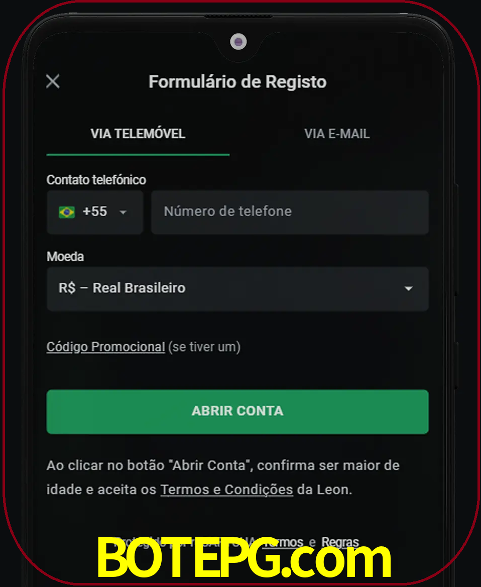 Abra o aplicativo e inicie o processo de registro.