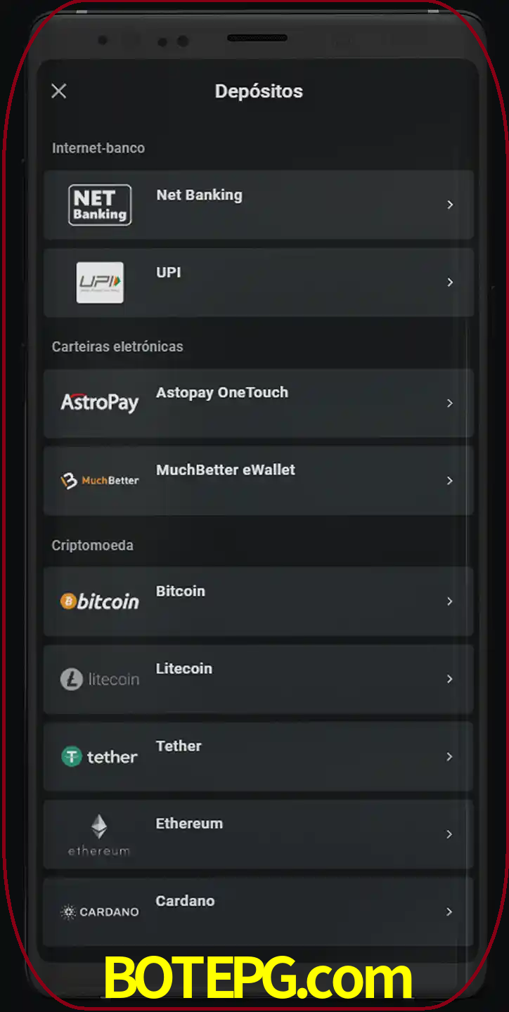 Você pode usar métodos alternativos de depósito.