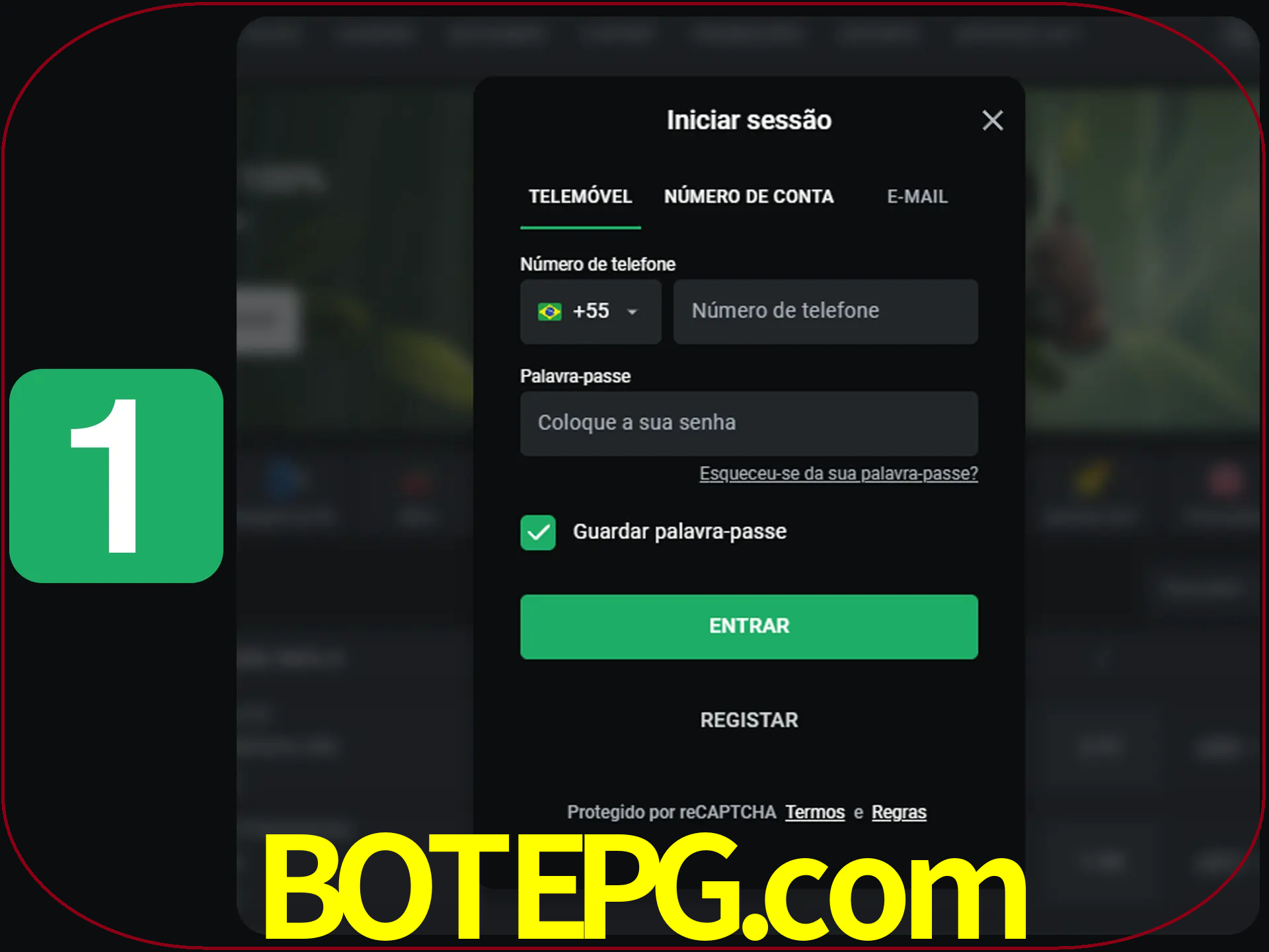 Clique no botão Entrar.